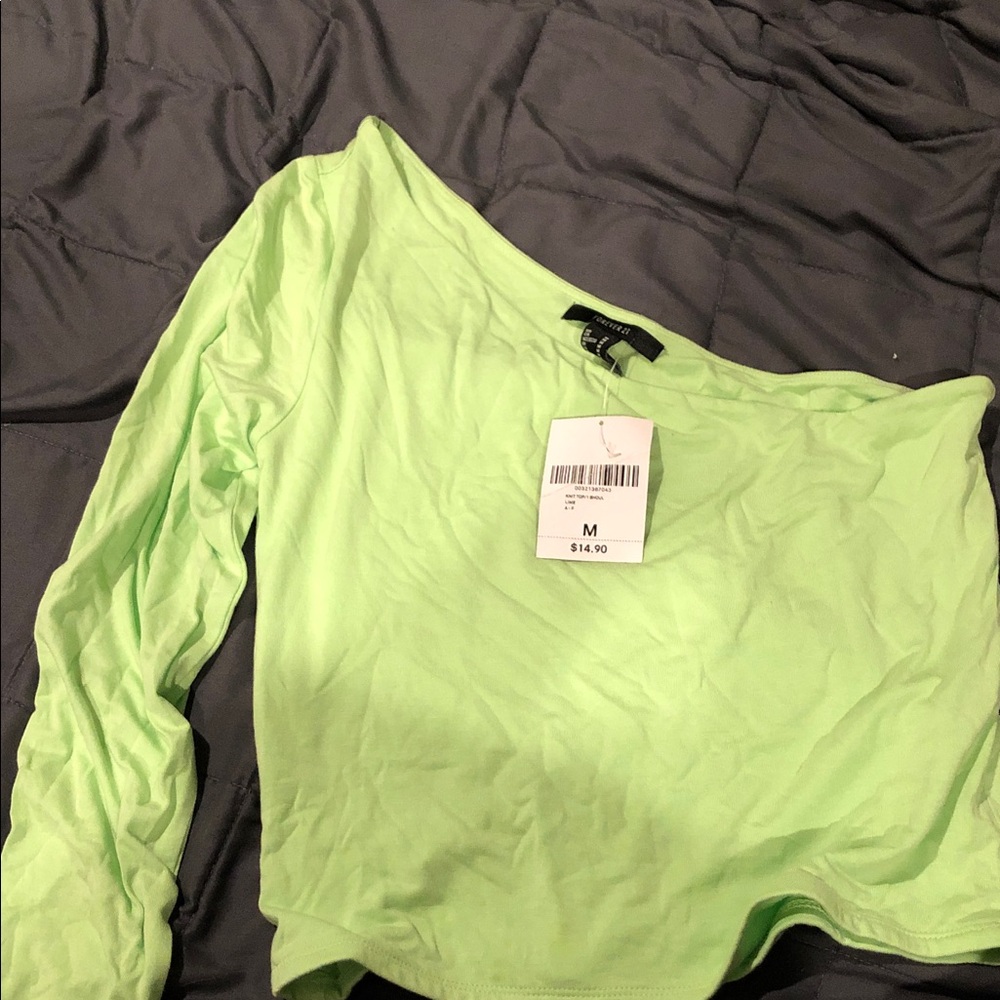 Forever 21 Light Green Off-Shoulder Blouse